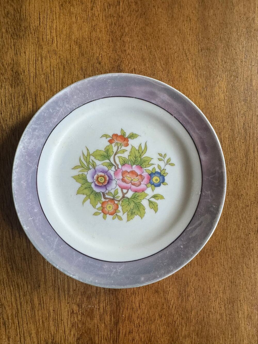 Antique 1920s Noritake Morimura Floral Plate Purple Luster Japan 7 Inch
